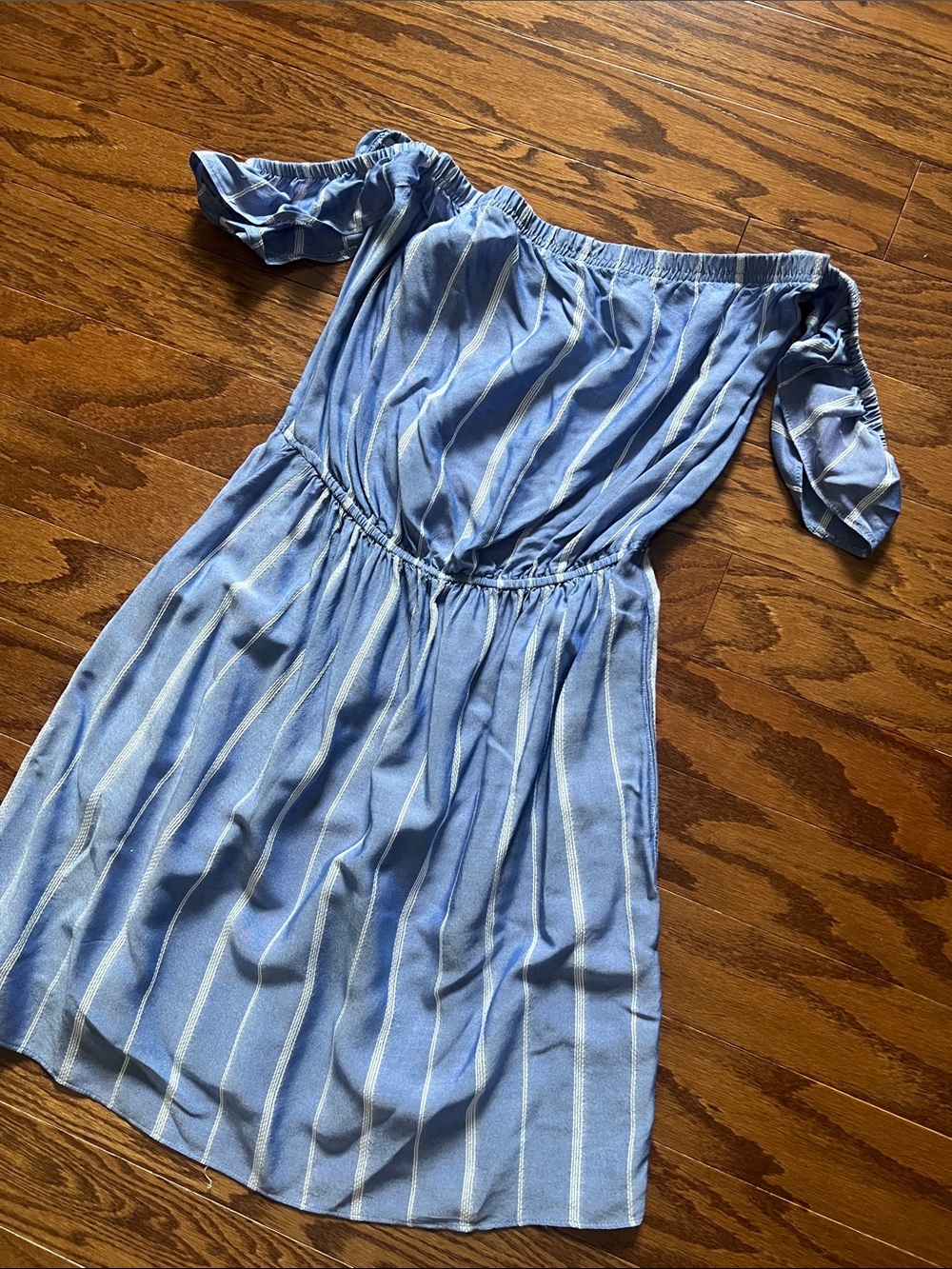 American Eagle Blue Off-Shoulder Striped Dress, size S